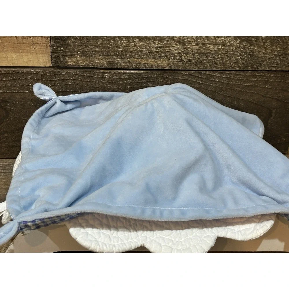 Cloud Island Blue Gingham Bunny Lovey Baby Blanket Security Toy 0+ Months